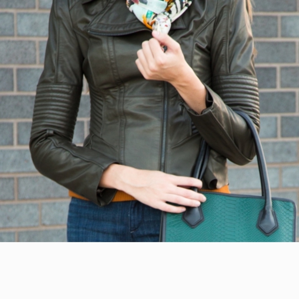 Women's Olive Leather Jacket